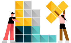 Cartoon image of stacking boxes